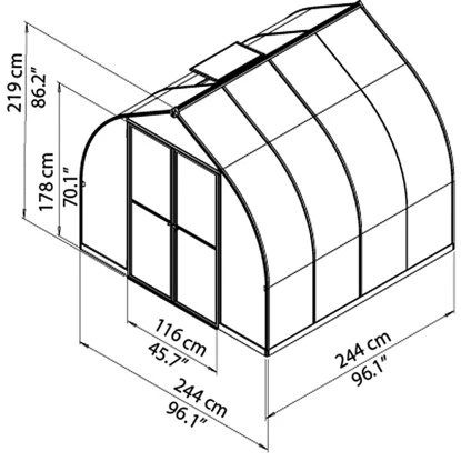 Palram - CanopiaBella 2.4 X 2.4 Gewächshaus Silber Stegplatten 5 Palram - CanopiaBella 2.4 X 2.4 Gewächshaus Silber Stegplatten – Bild 5