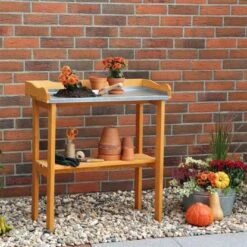 Pflanztisch Mit Verzinkter Arbeitsfläche 84 Cm X 38 Cm X 90 Cm