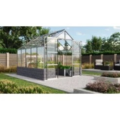 Vitavia Gewächshaus Cassandra 8300 Alu ESG 3 Mm Sockel Anthrazit 257x323,1x248,9 Cm